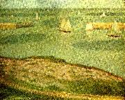 Georges Seurat fiskeflottan utanfor port Germany oil painting artist